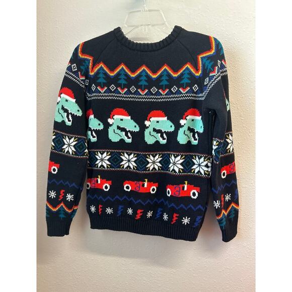 Hannah Anderson Dinosaur Race car Boy  Kids Ugly Christmas Sweater heavy size 12 - Picture 1 of 8